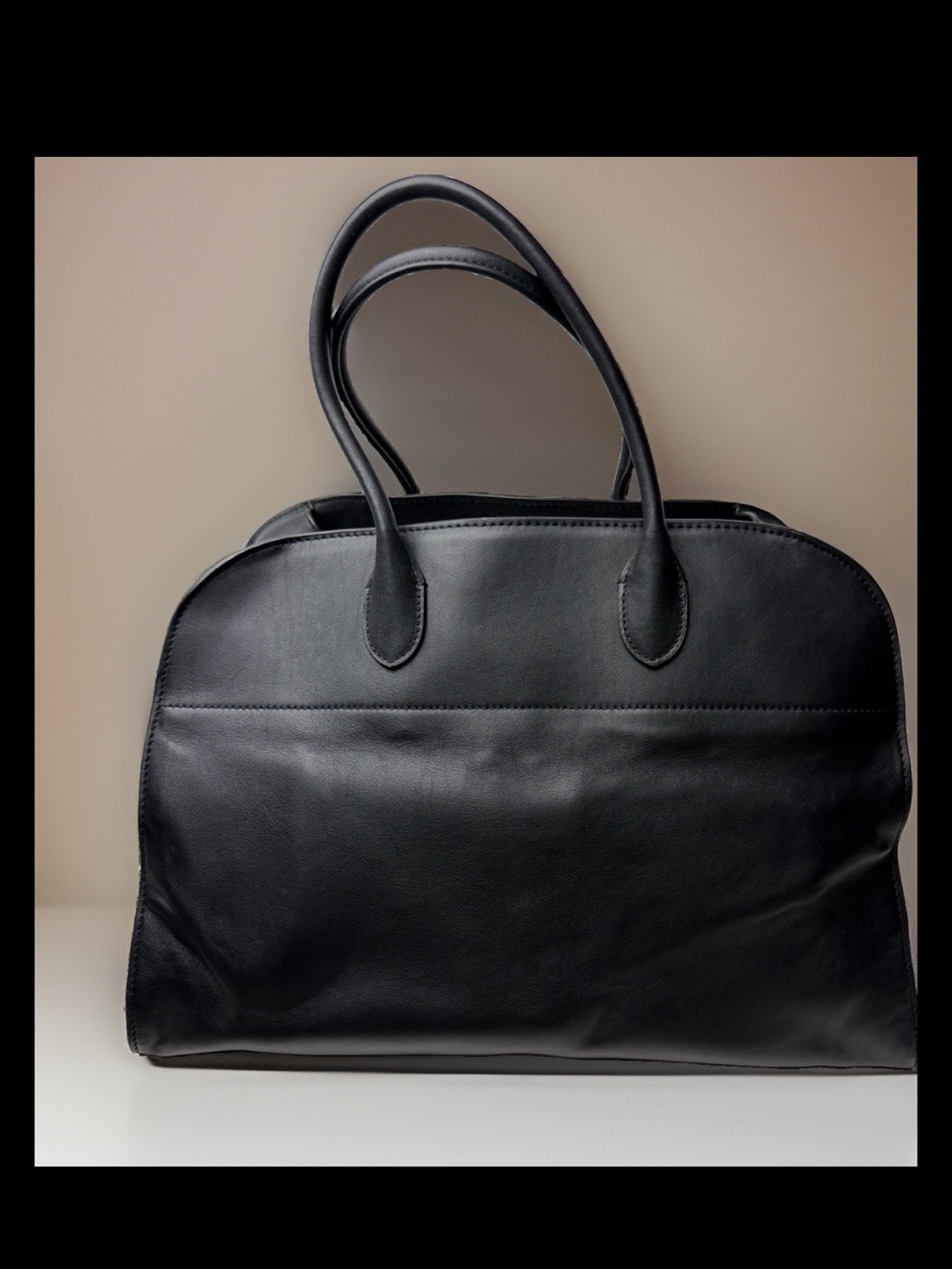 The Row Calfskin Soft Margaux 15 Black gold hardware